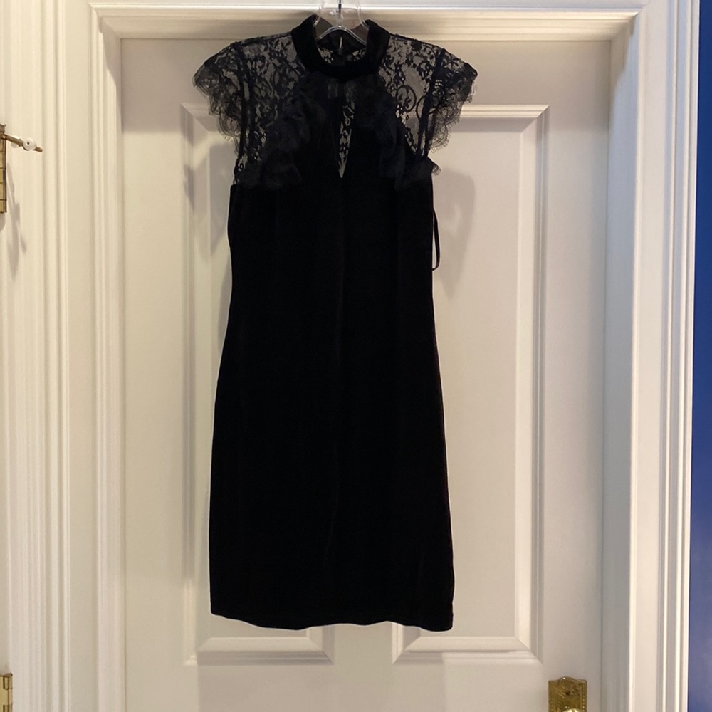 White House Black Market Velvet and Lace Sleeveless Dress